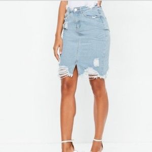 Missguided Distressed Jean Skirt